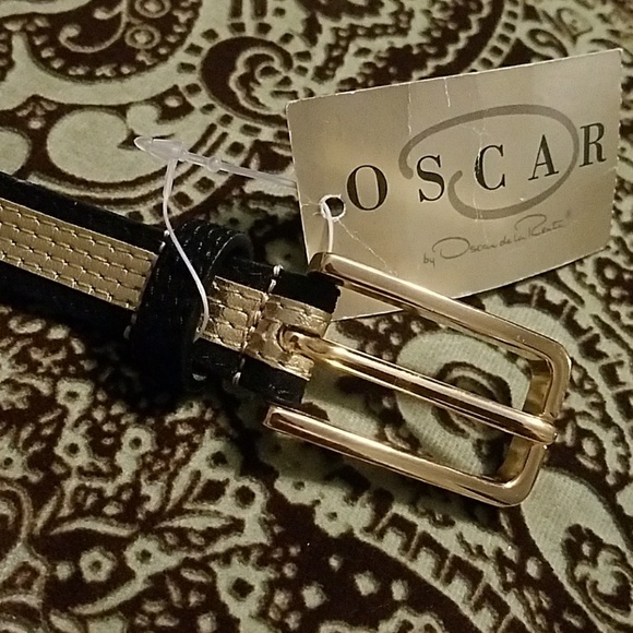 Vintage Oscar De La Renta Black/Gold Belt - Picture 7 of 8